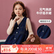 ASK JUNIOR女童連衣裙秋兒童無(wú)袖百搭牛仔裙開(kāi)衫背心長(zhǎng)裙連衣裙 藍(lán)色 170 