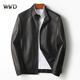 WVD凱菲斯山羊皮真皮夾克男皮夾克普通鹿紋皮春秋季單皮 黑色單皮 黑色單皮 L 125斤以下