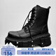 愛(ài)步嬌歐美cos大頭馬丁靴男女暗黑重金屬朋克風(fēng)松糕厚底增高騎士機車(chē)靴 黑色 41 (偏大一碼)