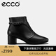 愛(ài)步（ECCO）【明星同款】靴子女 冬季保暖切爾西女靴粗跟皮靴 型塑290933 HL 黑色29093301001 38