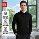 紅豆高彈力10A抗菌長(cháng)袖Polo衫2025秋冬季高端男士休閑翻領(lǐng)寬松t恤上衣 UJKHGT-蟻甲黑【10A級抗菌/抗菌易打理】 4XL 180-200（斤）
