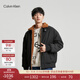 Calvin Klein Jeans秋冬男士休閑通勤ck雙面穿大口袋仿羊羔絨棉服外套J324123 BEH-太空黑/棕咖色 S