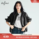 伊芙麗（eifini）蔣欣代言潮流機(jī)車氣質(zhì)抽繩皮衣女2025秋季新款百搭休閑外套女 黑色 M