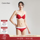 Calvin Klein內衣女士ck本命年字母滿(mǎn)印提花肩帶舒適上托薄墊3/4杯文胸QP3016O 5X6-石榴紅 4XL 36C