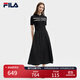 FILA 斐樂(lè )官方女裝連衣裙2025夏新款時(shí)尚休閑簡(jiǎn)約修身短袖連身裙子 正黑色-BK S 160/80A/S