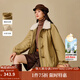 茵曼2025秋冬女裝新款夾棉花苞牛角扣復古棉服松弛感加厚保暖外套 栗卡其 M