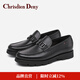 克雷斯丹尼（Chrisdien Deny）男士正裝鞋一腳蹬套腳商務(wù)休閑時(shí)尚通勤皮鞋德比鞋 黑色GWGN701N1J 40 (250mm) 比國內碼大一碼