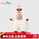 優(yōu)奇嬰兒衣服春秋寶寶滿月百天周歲禮服長袖連體衣喜慶哈衣外出服