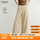 艾諾絲雅詩(shī)【商場(chǎng)同款】2025秋季新品百搭丹寧長(cháng)絨棉直筒牛仔褲子女40713203 淺咖色 M
