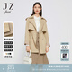 玖姿（JUZUI）休閑格紋拼接一手長風衣春款女抽繩時尚英倫風外套 卡其 L