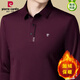 皮爾卡丹（pierre cardin）桑蠶絲長(cháng)袖T恤男春秋季薄款翻領(lǐng)商務(wù)休閑大碼中年P(guān)OLO 衫衛衣男裝 82297-酒紅 XL 175/92A 130-150斤