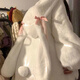 閃動(dòng)少女（SHANDONGSHAONV）奶系可愛(ài)兔耳朵羊羔絨衛衣外套女冬小個(gè)子加絨加厚毛茸茸棉 M建議80-100斤