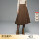 顏域高腰A字半身裙女2025新款冬季時(shí)尚復古簡(jiǎn)約中長(cháng)款黑色百褶裙 咖色 L/40