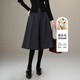 晚白【斷碼清倉】冬款氣質(zhì)綿羊毛裙子高腰百搭大擺a字半身裙 灰色 L
