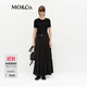 MO&Co.連衣裙春輕柔針織拼接中低腰塔裙長(zhǎng)裙黑色MBE1DRS049 黑色 S 160