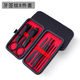 詠幻指甲刀套裝便攜指甲剪挖耳勺套裝指甲包修腳刀具工具包手指甲鉗女 紅黑牙簽紋8件套