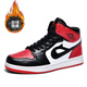 AJ高幫男鞋黑白熊貓2025款冬季新款運動(dòng)休閑板鞋男女同款情侶板鞋 AJ1黑紅/高幫加絨 高品質(zhì) 43 (265mm)