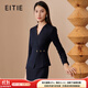 愛特愛（EITIE）氣質(zhì)V領(lǐng)修身短款顯瘦小西裝上衣通勤OL時尚冬新款簡約通勤6813504 深藍31 L 165