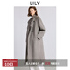LILY不易靜電2025冬新款女裝美麗諾羊毛混紡雙面呢毛呢大衣外套 501灰色 S