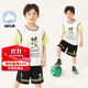 迪士尼童裝男童米奇卡通短袖短褲2件套裝時(shí)尚休閑百搭舒適夏季 本白 110