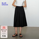 BLUE ERDOS桑蠶絲半裙女25春夏新款簡(jiǎn)約絲棉混紡輕薄舒適顯瘦A字裙傘裙 黑 XL (175)