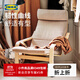 宜家（IKEA）POANG波昂布藝單人休閑椅人體工學(xué)懶人簡(jiǎn)約北歐現代風(fēng)小戶(hù)型 米色/基尼薩+腳凳