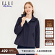 ELLE ACTIVE簡(jiǎn)約休閑運動(dòng)風(fēng)衣外套女士秋季輕薄透氣寬松梭織連帽外套上衣 藏青色 XL