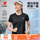 特步t恤衫2025夏裝新款女透氣短袖速干衣跑步訓練服運動(dòng)上衣 正黑色 M