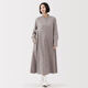 無(wú)印良品（MUJI）女式 法蘭絨 立領(lǐng)長(cháng)袖連衣裙女裝裙子純棉連身裙25年秋季 米色 S (155/80A)