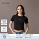Calvin KleinJeans25春夏女士經(jīng)典ck字母印花潮流辣妹短款短袖T恤47AB213