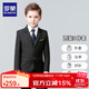 羅蒙兒童西裝套裝主持人禮服中大童鋼琴畢業(yè)演出服花童男童表演西服狂 黑色：外套+褲子+馬甲+襯衫+領(lǐng)帶 140