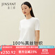 金三塔真絲T恤女100%桑蠶絲涼感透氣親膚純色真絲小衫家居服上裝 白色小圓領(lǐng)（130g真絲針織） XL
