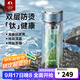特美刻（TOMIC）玻璃杯男純鈦水杯雙層防燙過(guò)濾泡茶杯商務(wù)辦公茶水杯國慶中秋禮 寶石藍 280ml