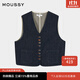 moussy 2025秋季新品復古風(fēng)口袋拼接短款馬甲外套女028IAC10-1003 110藍色 均碼