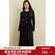獨(dú)束大碼女裝溫柔氣質(zhì)網(wǎng)紗拼接連衣裙2024冬新款百搭顯瘦針織長(zhǎng)裙 赫本黑 2XL (尺碼：4) (尺碼：4)