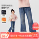 左西女童加絨牛仔褲2025新款兒童加厚保暖女孩喇叭褲子冬 牛仔色 160