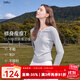 百圖betu女裝2025秋季新款T恤領(lǐng)口拼接蕾絲褶皺收腰瘦瘦T長(zhǎng)袖2508T22 淺灰 M