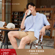 TOMMY HILFIGER【簡(jiǎn)約純色】春夏男裝純棉商務(wù)休閑中性簡(jiǎn)約短袖襯衫外套 天空藍450 M (推薦：135-150斤)
