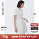 朗姿【尖貨補(bǔ)單】黑白色顯瘦輕禮服襯衫連衣裙女夏新款復(fù)古小黑裙裙子 白色 M 160/80A