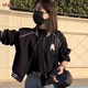 伊薇衣短款棒球服小個(gè)子外套字母新款2025春秋新款休閑百搭女士夾克上衣 百搭外套-黑色 M 100-115斤