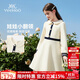 英氏（YEEHOO）女童連衣裙兒童裙子中大童裝娃娃領(lǐng)長(cháng)裙學(xué)院風(fēng)淑女秋裝 米白 150