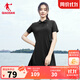 喬丹QIAODAN連衣裙子女夏季透氣速干冰絲polo衫短袖t恤運動(dòng)休閑連身裙 黑色 M