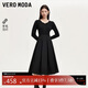 VEROMODA 連衣裙2024早秋新款針織拼接百褶連衣裙赫本小黑裙324346030