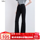 百圖betu女裝2025夏季新款牛仔微喇褲高腰緊身拖地褲褲子女2507T45 黑色 S