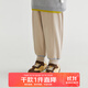 papa爬爬冬裝兒童運動(dòng)褲男童女童加絨褲子寶寶衛褲長(cháng)褲童裝 卡其 100 cm