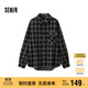 森馬（Semir）長(cháng)袖襯衫男格紋絨感牛仔外套不規則下擺冬季寬松上衣103724105101