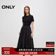 ONLY2025秋季新款優(yōu)雅氣質(zhì)純色拼接短袖長(cháng)裙連衣裙女|125107024 H1Z 黑色 S