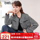 百圖betu女裝春季新款短外套高級感小香風(fēng)長(cháng)袖毛呢外套女2401T40 黑色 L