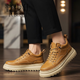 普步仕品牌馬丁靴男2025秋季新款高幫中幫工裝靴子厚底增高痞帥防臭皮鞋 土黃加絨【運動(dòng)鞋碼】 40
