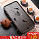 從簡(jiǎn)黑檀木茶盤(pán)家用小型壺承茶壺墊中式簡(jiǎn)約高檔茶具雞翅木蓄水茶托盤(pán) 黑檀荷趣茶盤(pán) 32*16*5.5cm長(cháng)方形